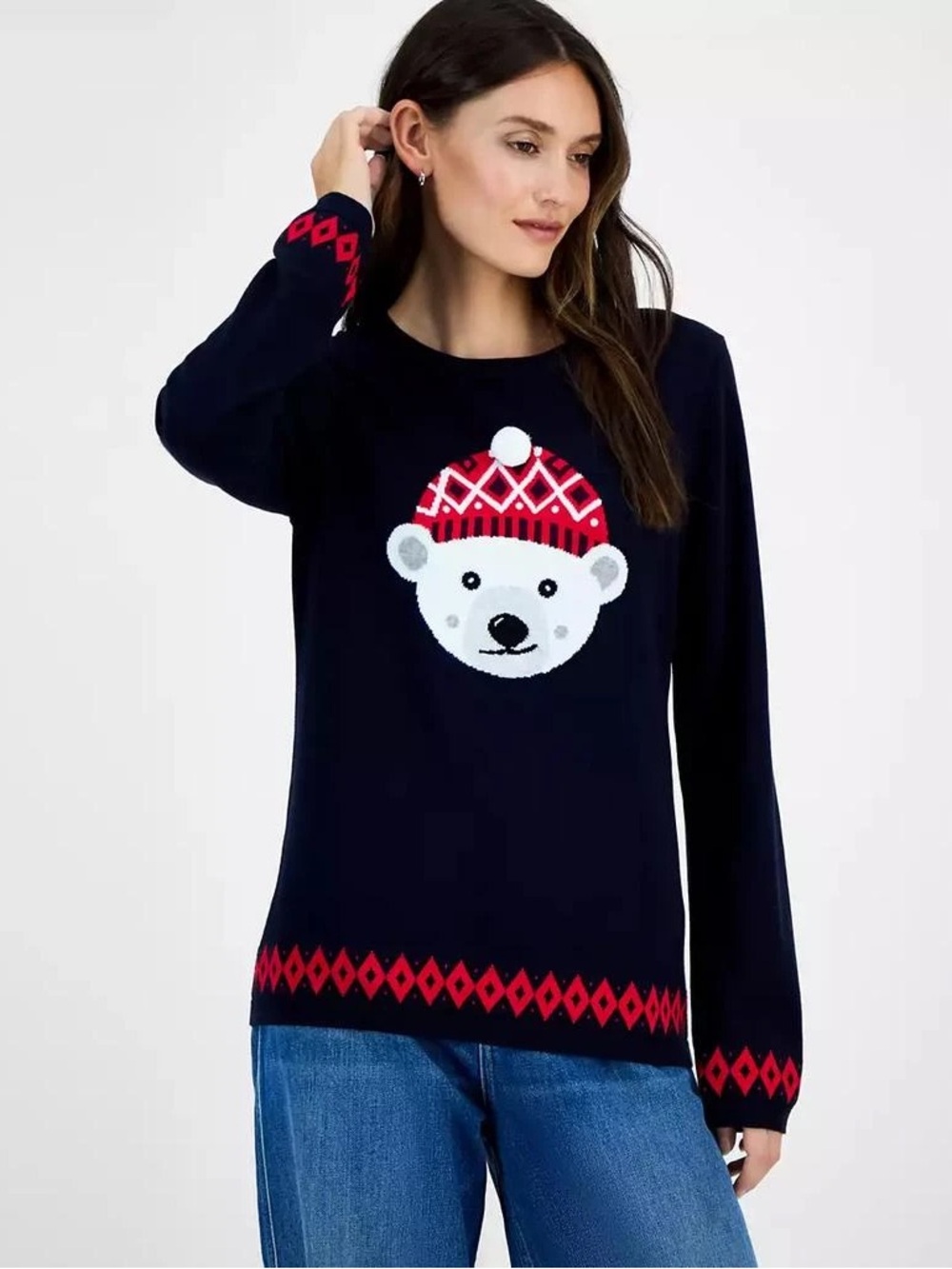 Tommy Hilfiger Women’s Cotton Beanie Bear Navy Sweater Size XL NWT